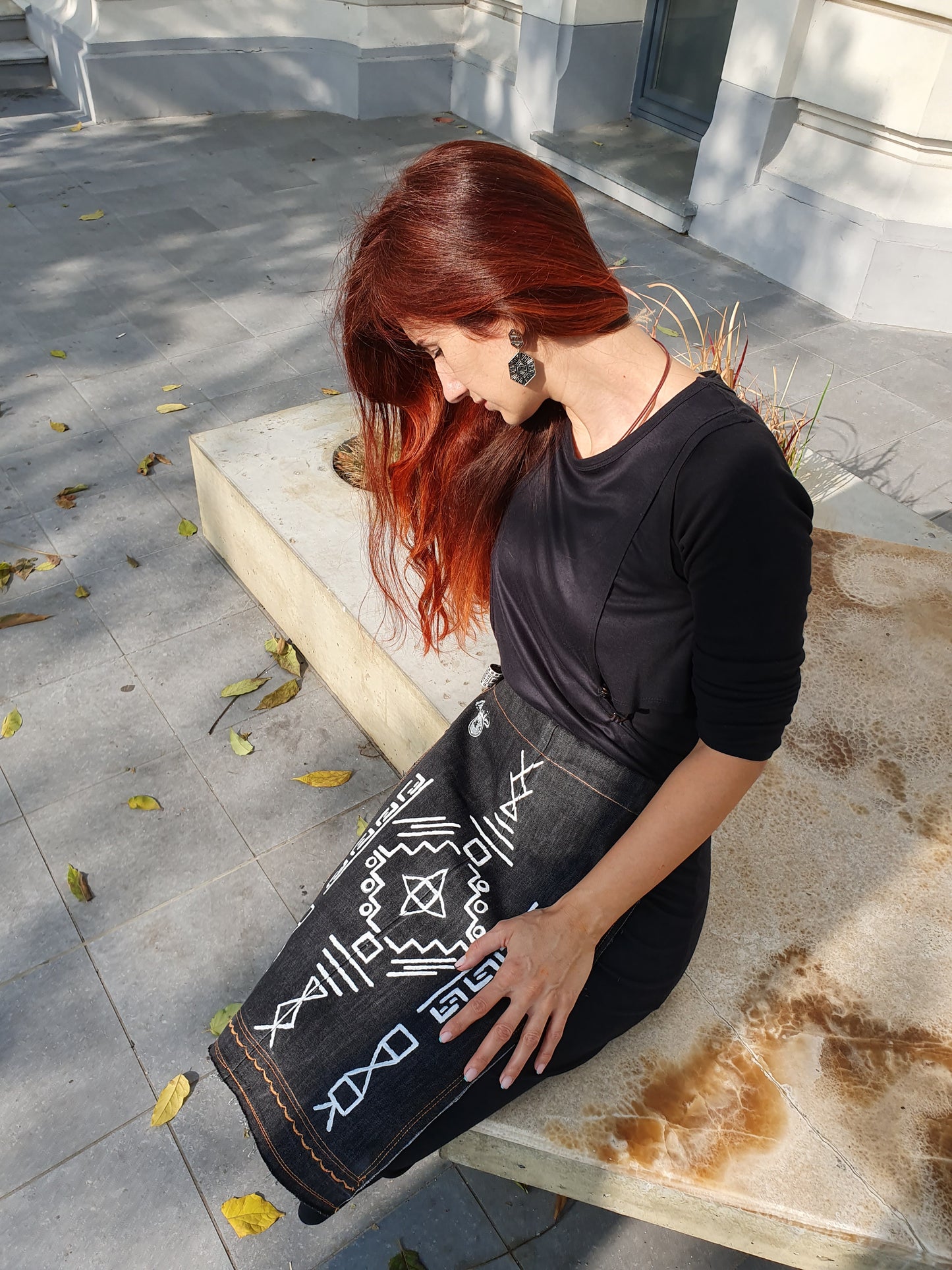 Fota/Catrinta unicat din denim, pictata