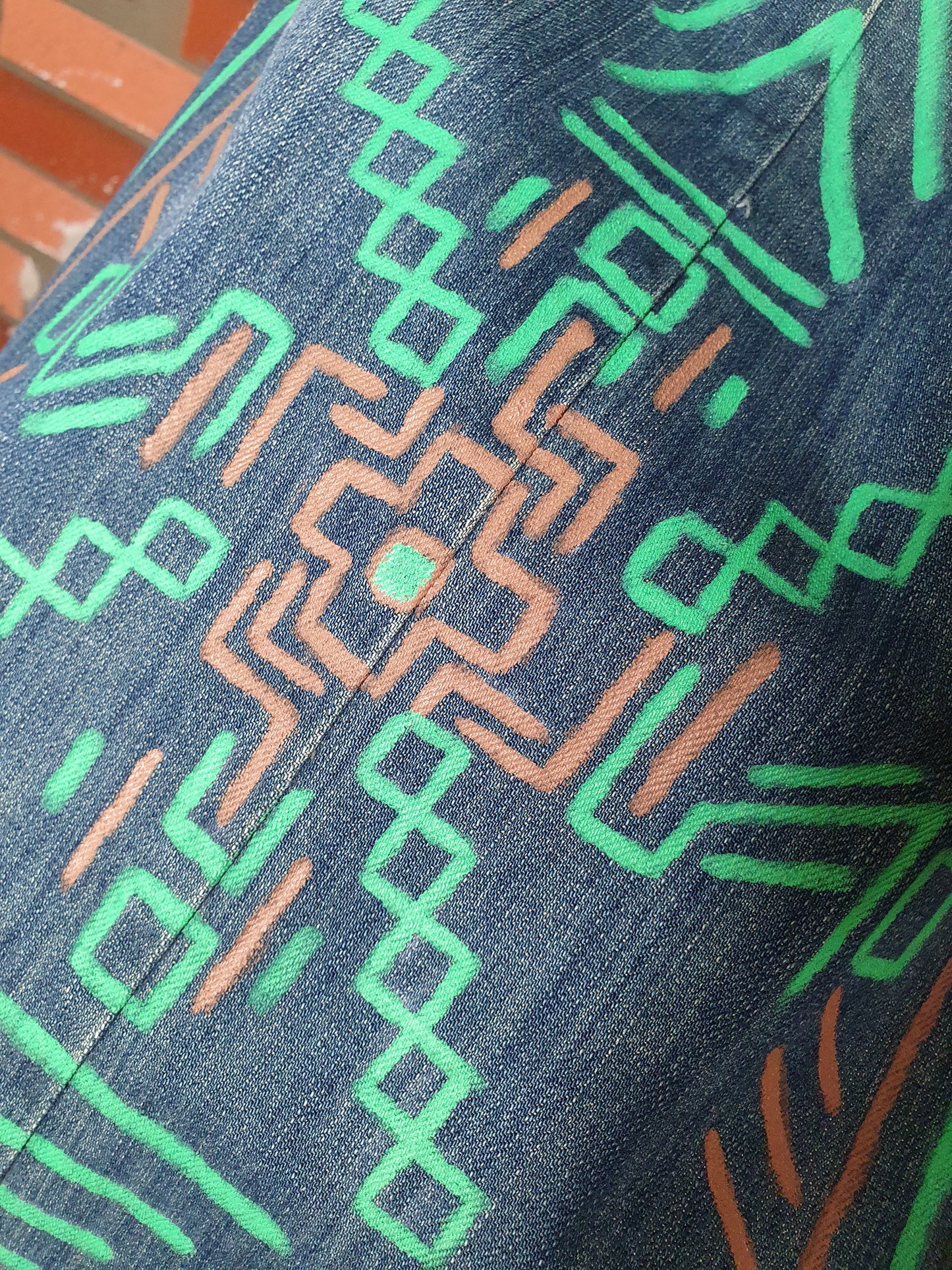 Fota/Catrinta unicat din denim, pictata