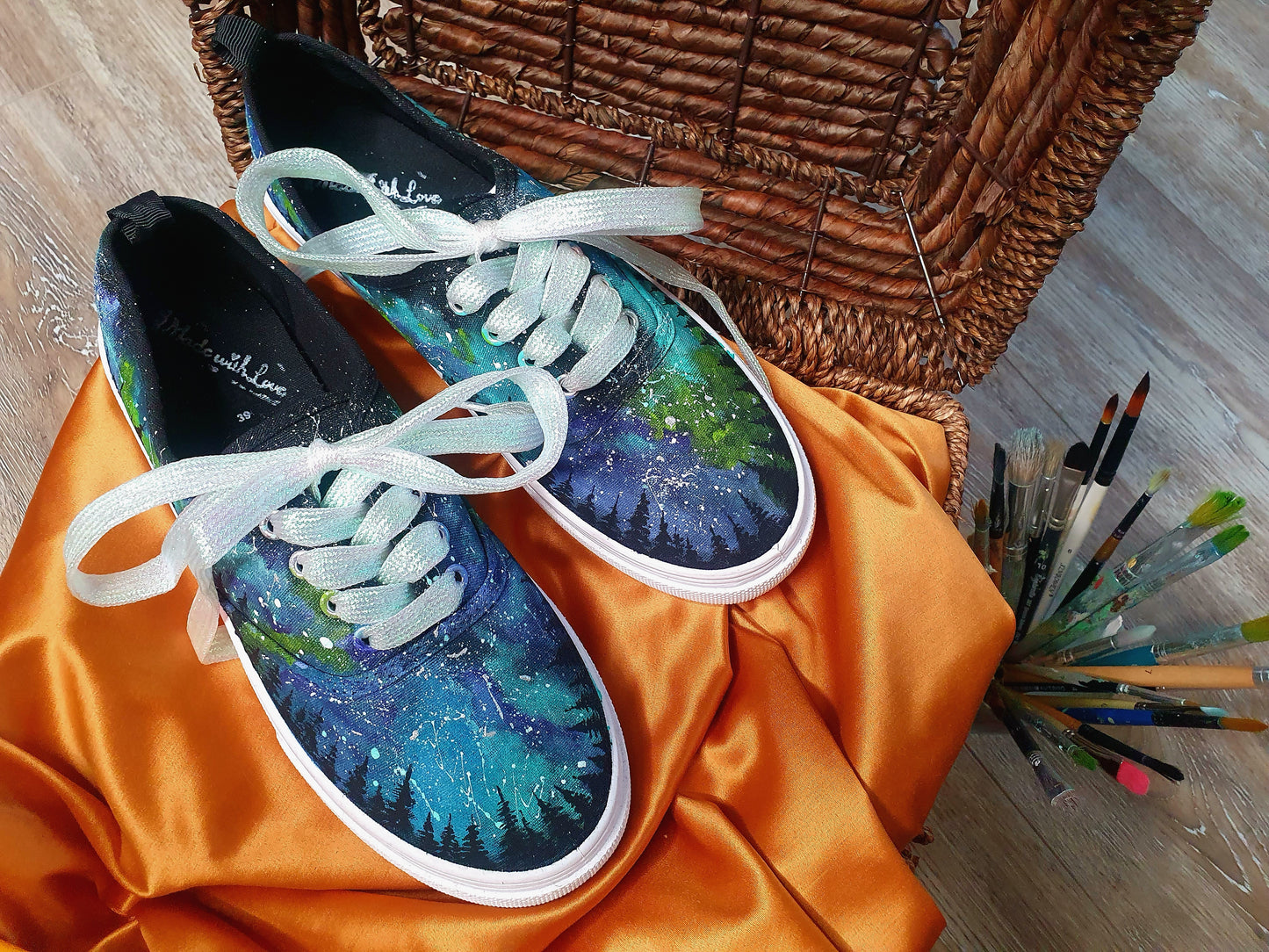 Aurora on black sneakers