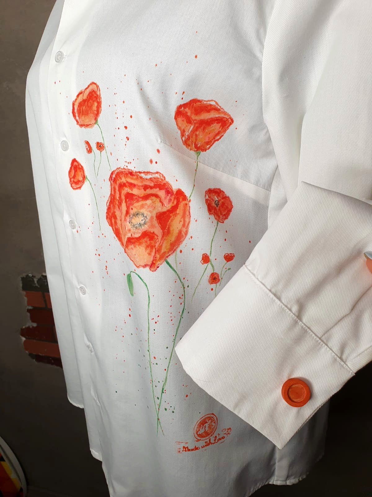 Camasa design unicat, pictura Poppies