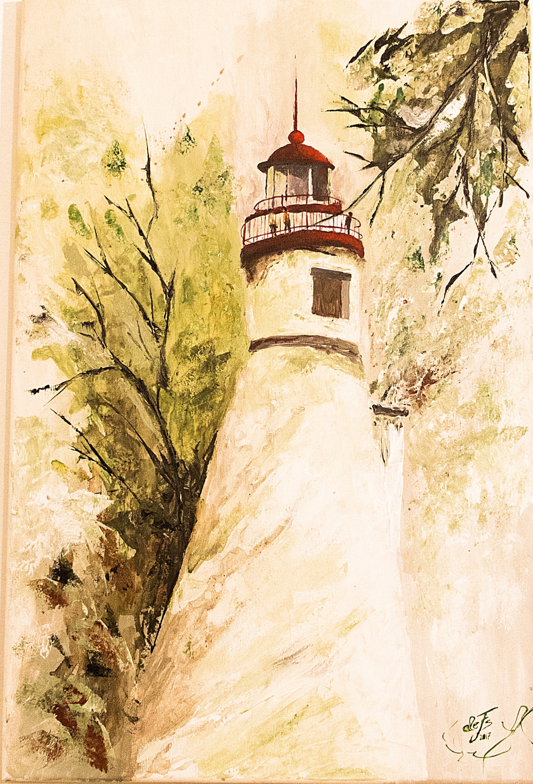pictura acrilic, acrylic painting, pictura far, lighthouse painting, near the sea