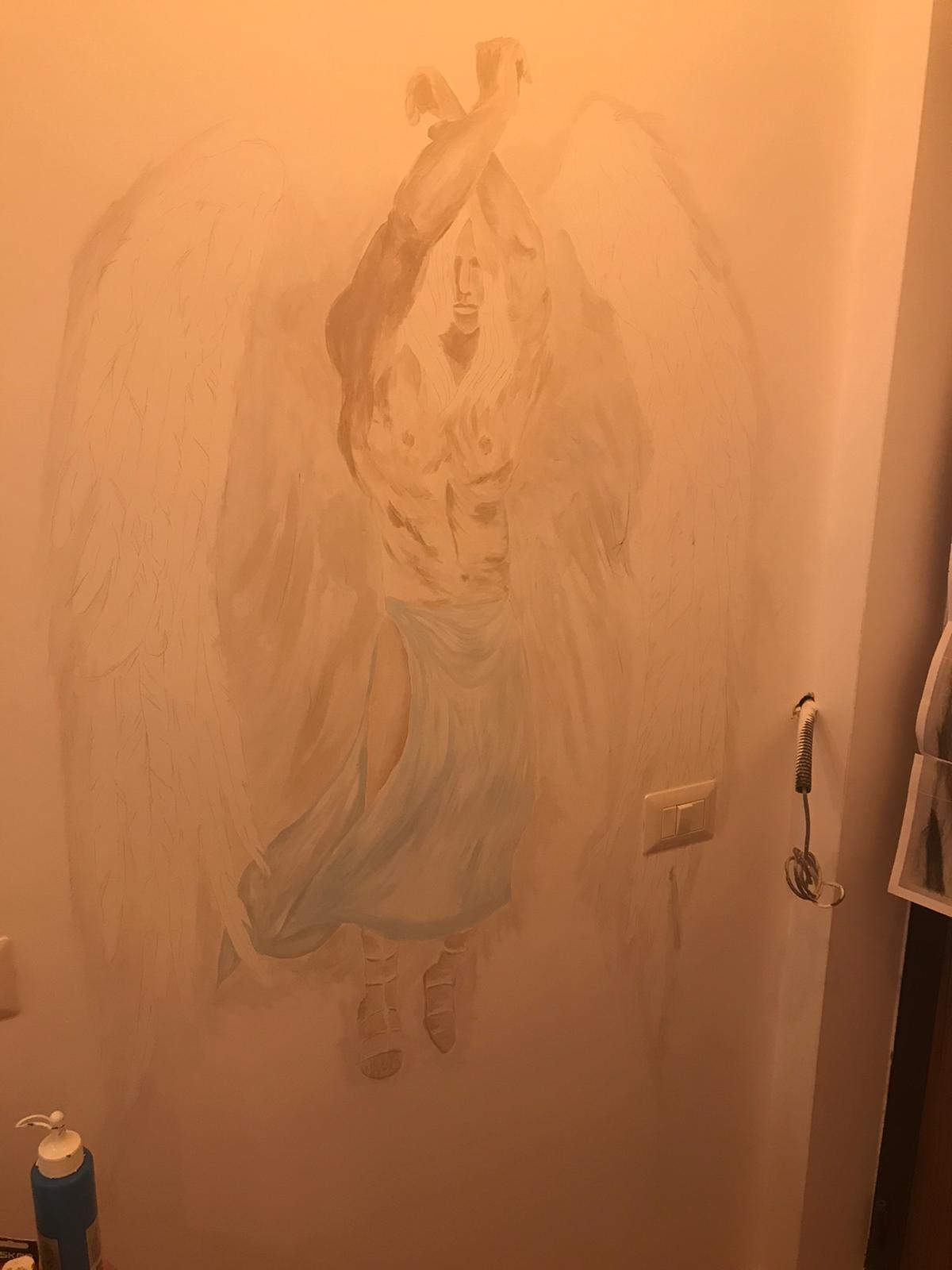 Pastel painting in light colors -Angel