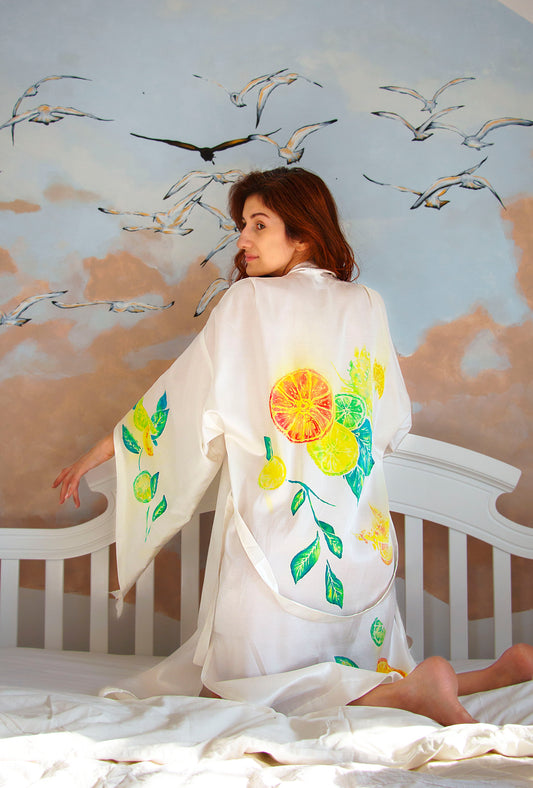 Kimono "Citrus blend" din matase personalizat