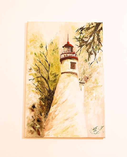 pictura acrilic, acrylic painting, pictura far, lighthouse painting, near the sea