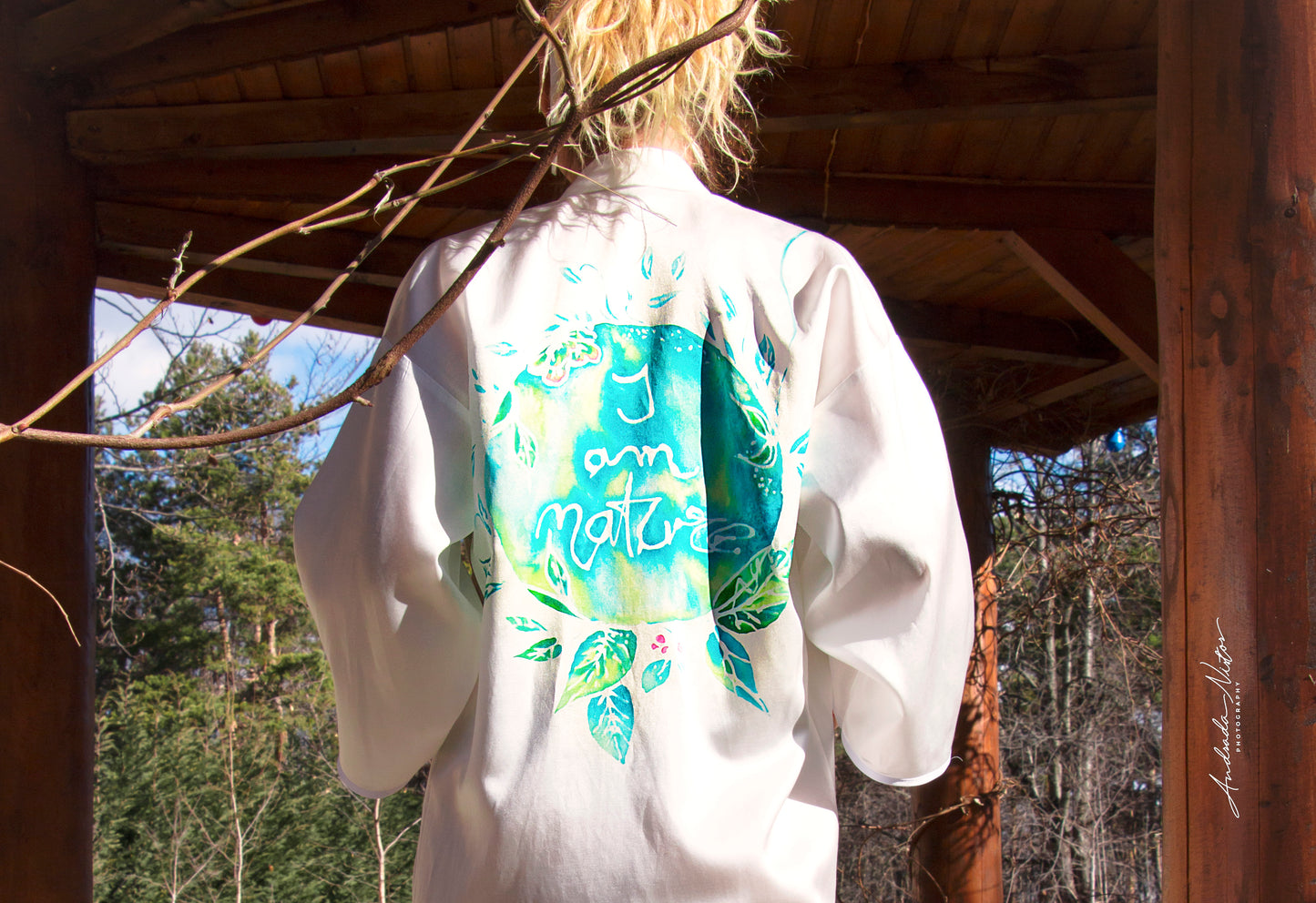 Kimono "Nature" din matase personalizat